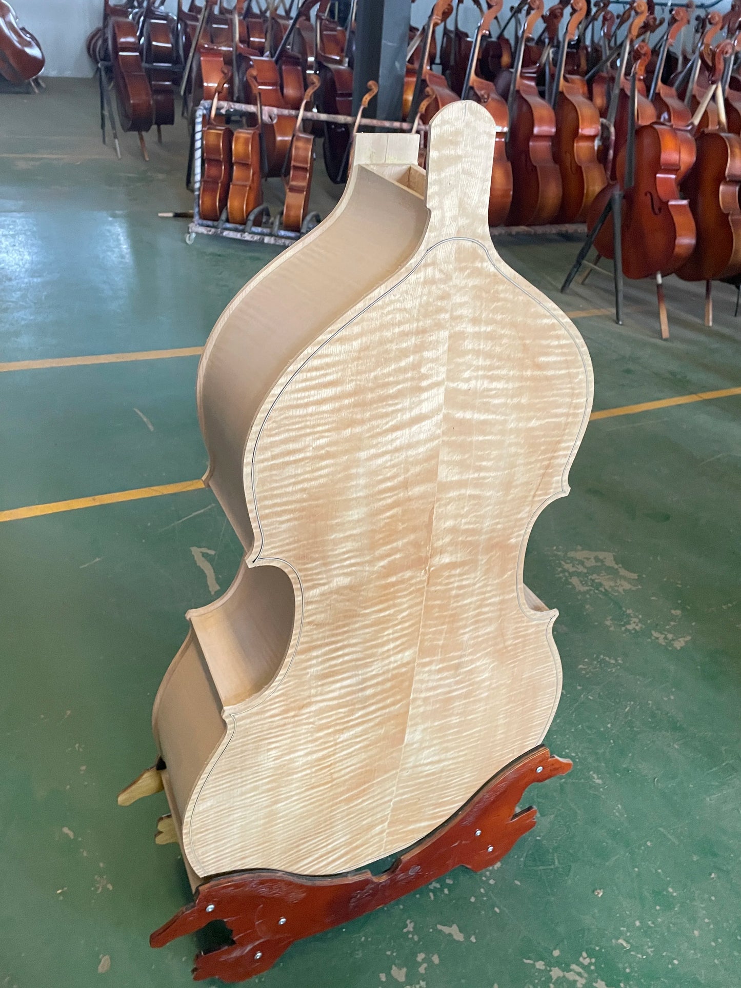 MMOOKA Fully Handcrafted White upright Bass, 3/4 Solid Spruce Top Plywood, Back Flame Maple, larger than Cello
