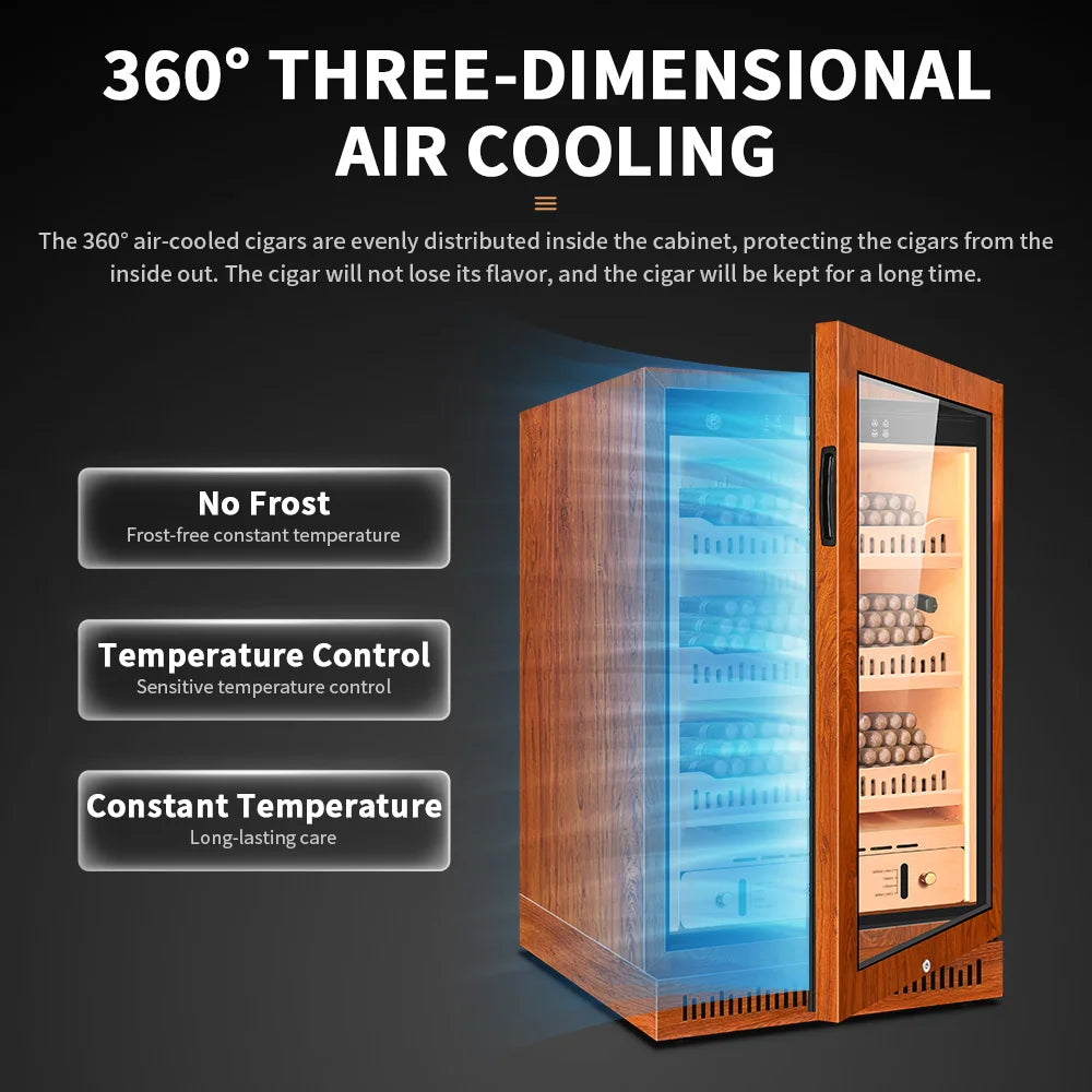 Functional Cigar Humidor Intelligent Control Humidity Temperature Cedar Wood Thermostatic Cooler Cabinet Compressor 46C
