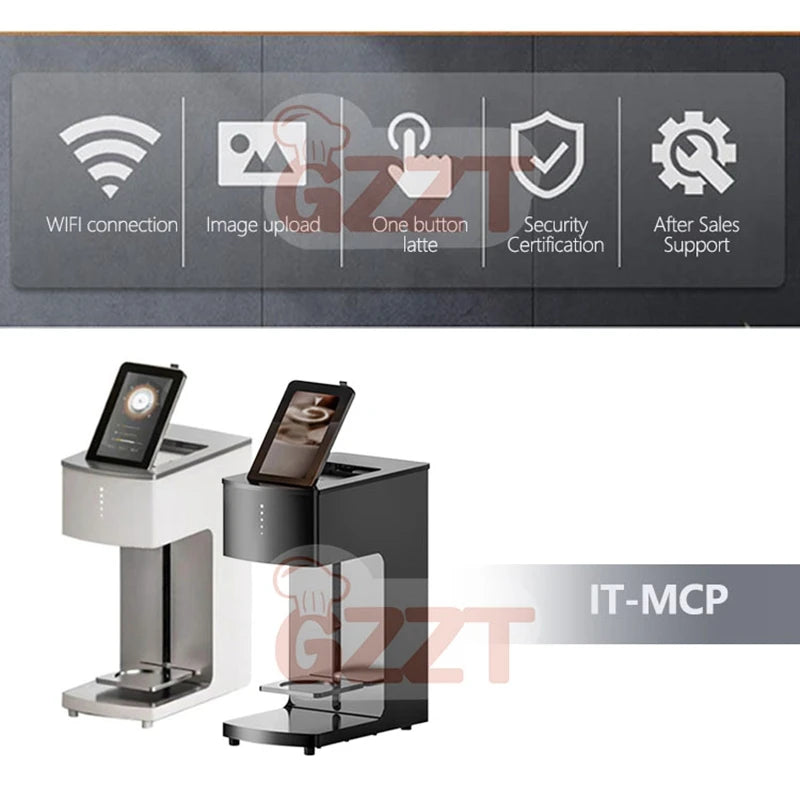 GZZT Commercial Smart Coffee Latte Printer 3D Printing Machine Milk Froth Beer Colour Food Printer Bread Bun Snack Cake Mocha