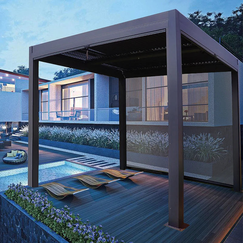 Gazebo outdoor courtyard aluminum alloy sliding awning outdoor villa garden terrace leisure pavilion