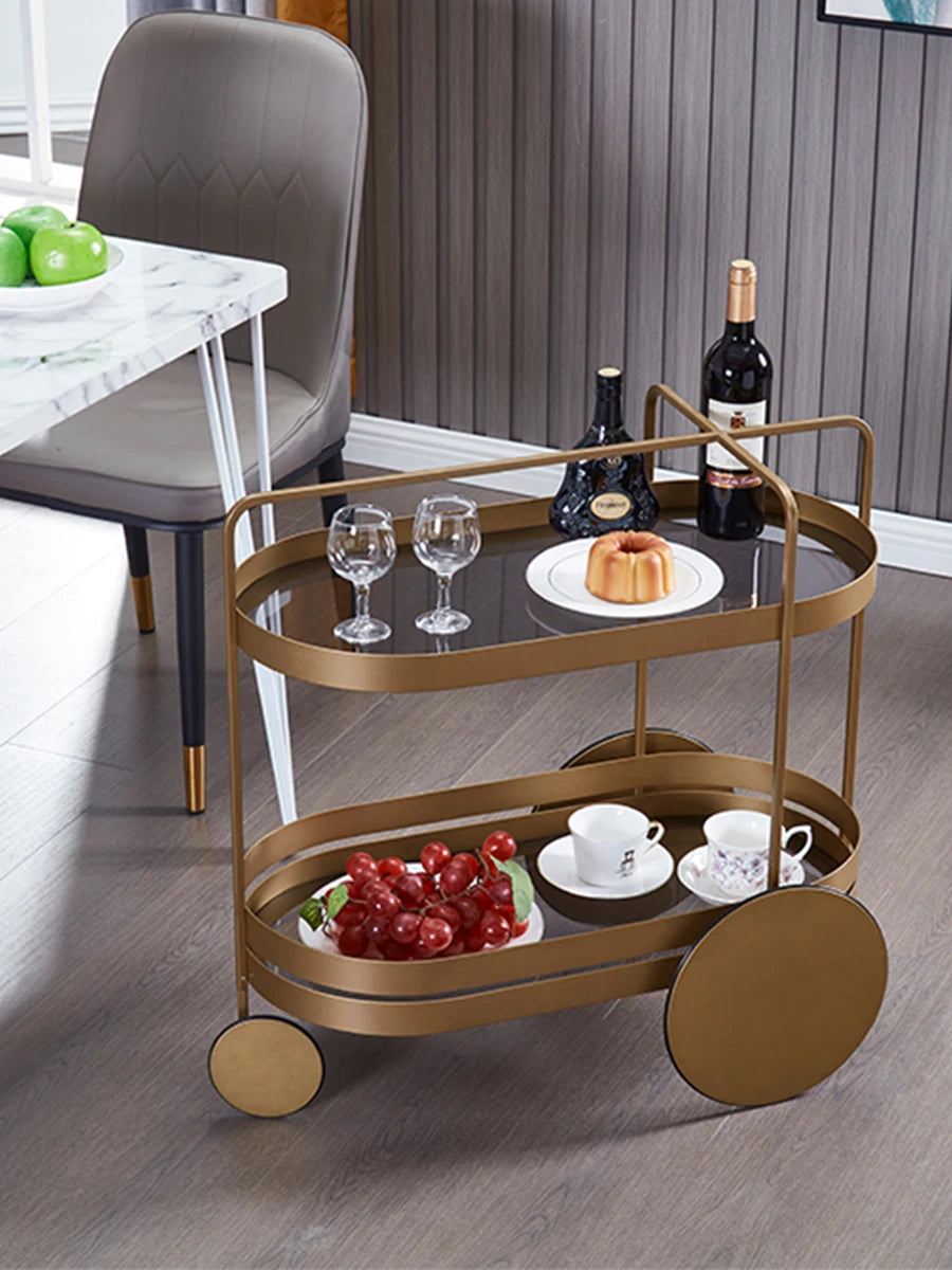 German three-wheeled trolley, living room, light luxury, storage and organizers, kitchen home