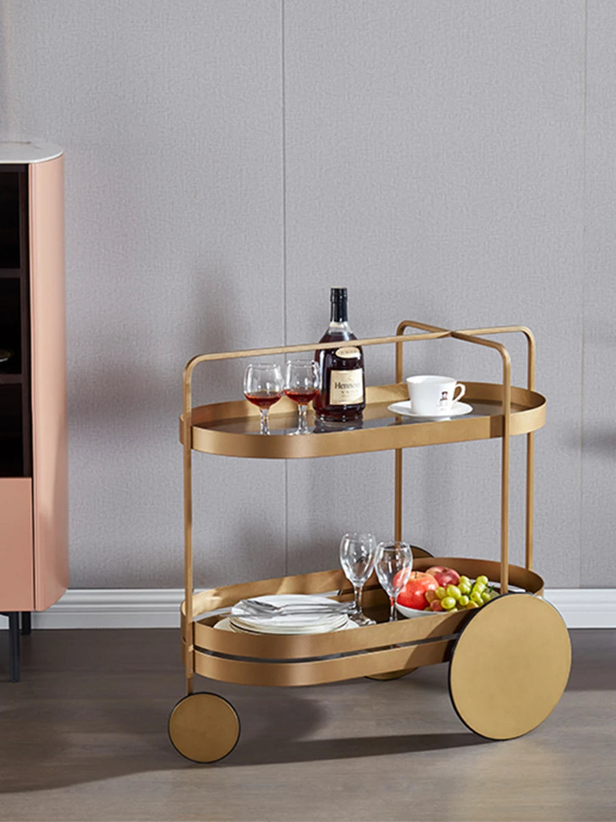 German three-wheeled trolley, living room, light luxury, storage and organizers, kitchen home