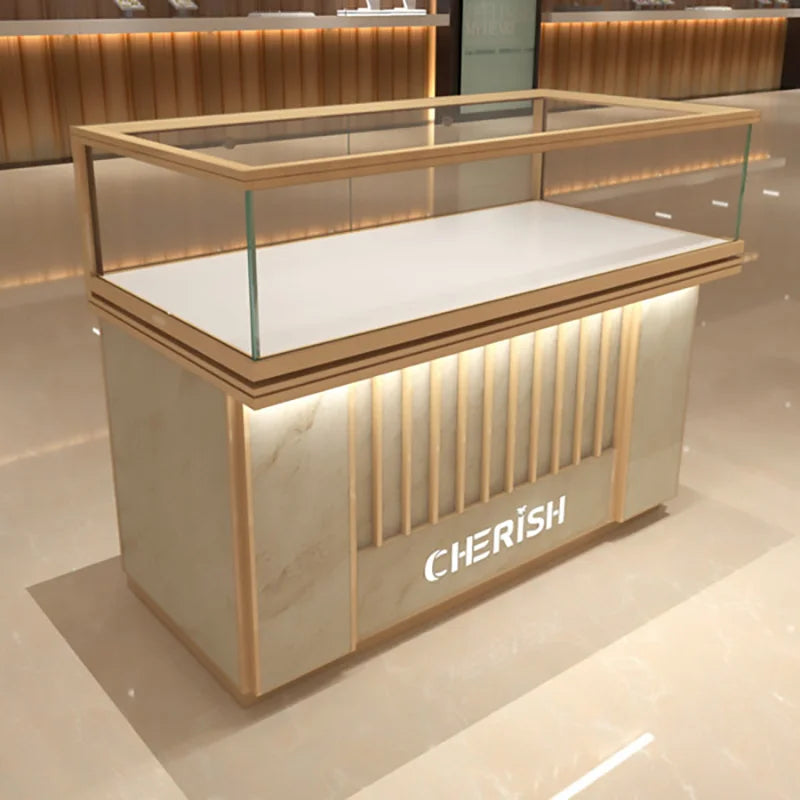 Glass Display Cabinet Jewelry Display Stand Gold Diamond Counter Mobile Phone Boutique High-end Showcase Sample Container