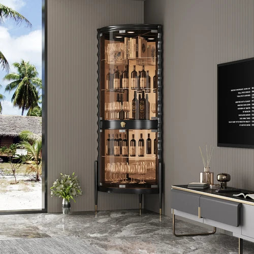 Glass Doorwine Cabinet, High-end Corner Cabinet in Living Room, Hand Display Cabinet, Red Wine Cabinet, Wall Corner Cabinet