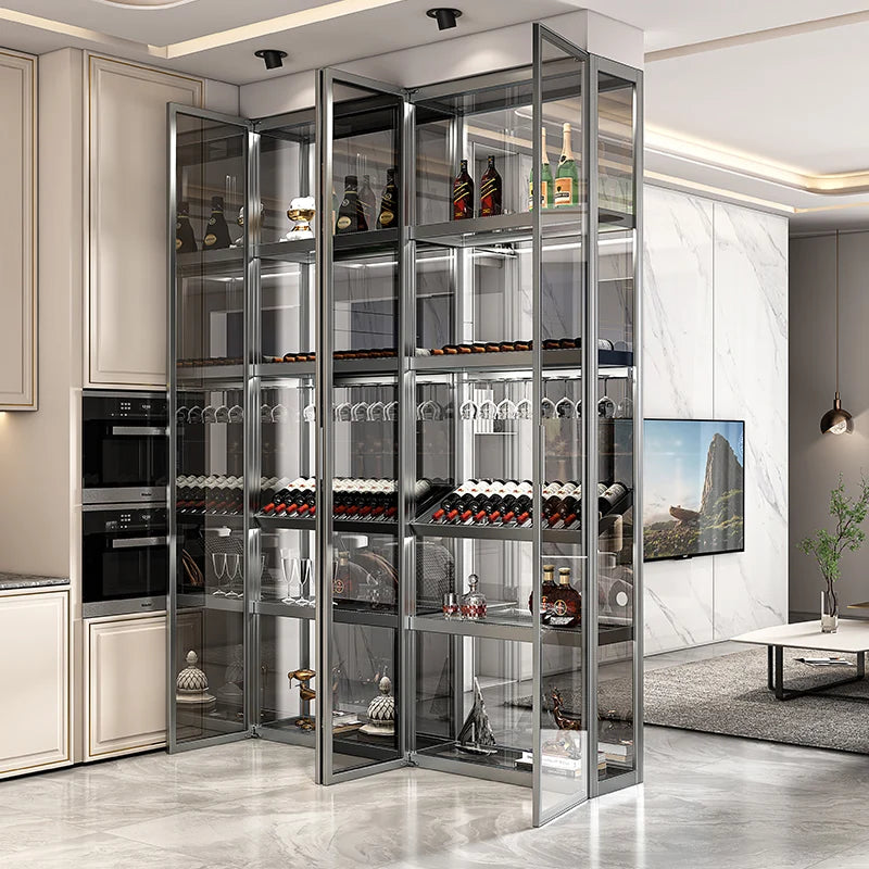 Glass Wine Cabinet Display Cabinet Modern Minimalist Light Luxury High-end Home Living Room Against The Wall Net Red Cabinet
