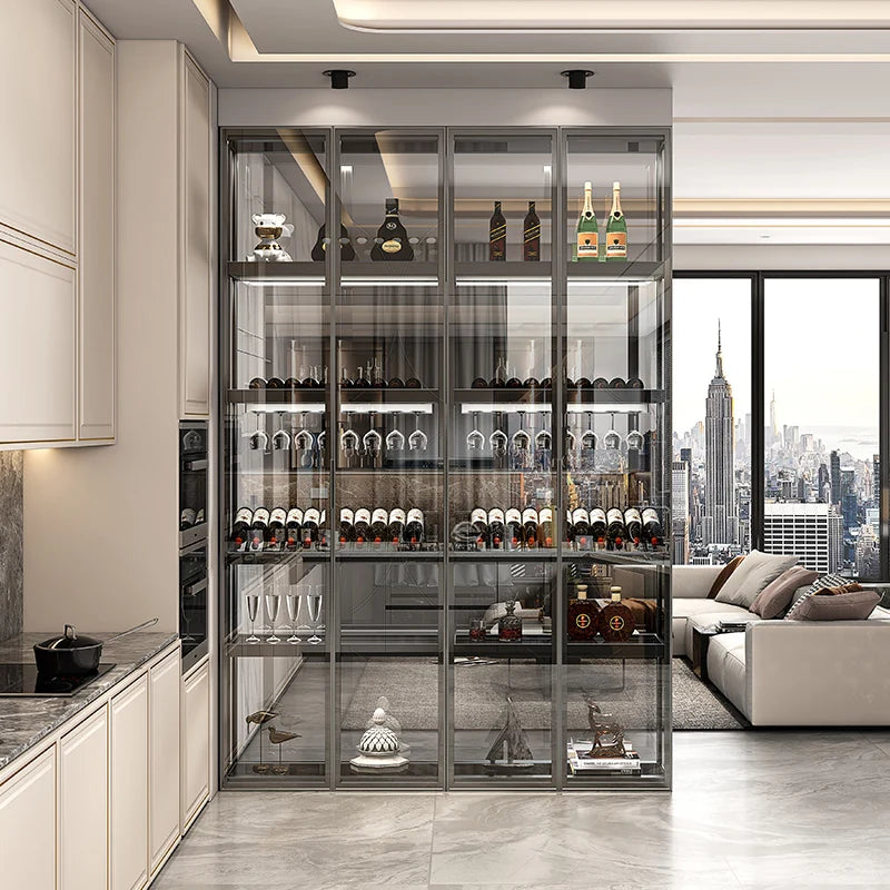 Glass Wine Cabinet Display Cabinet Modern Minimalist Light Luxury High-end Home Living Room Against The Wall Net Red Cabinet