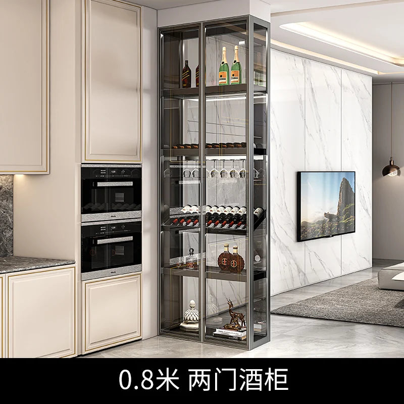 Glass Wine Cabinet Display Cabinet Modern Minimalist Light Luxury High-end Home Living Room Against The Wall Net Red Cabinet