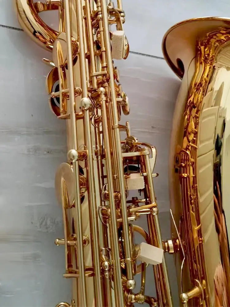 Golden professional Baritone saxophone flat E-tune upgrade double-rib deep engraving pattern high-quality tone jazz instrument