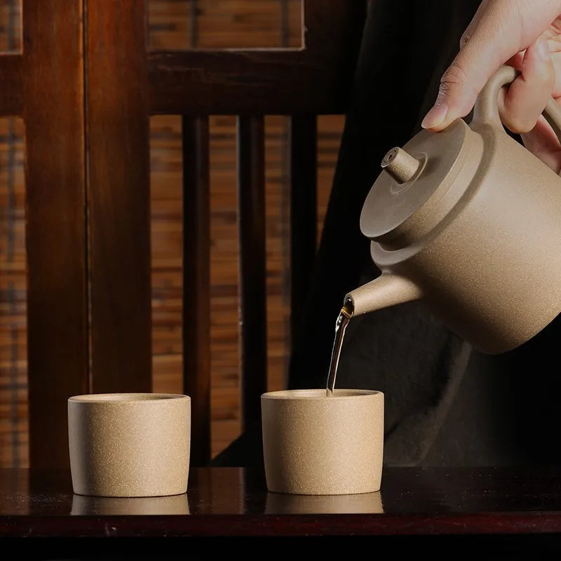 Guanfu Museum: Imitation Shidabin Purple Clay Teapot Set Dabin Teapot Tea Cup One Pot Two Cups Purple Clay Tea Set