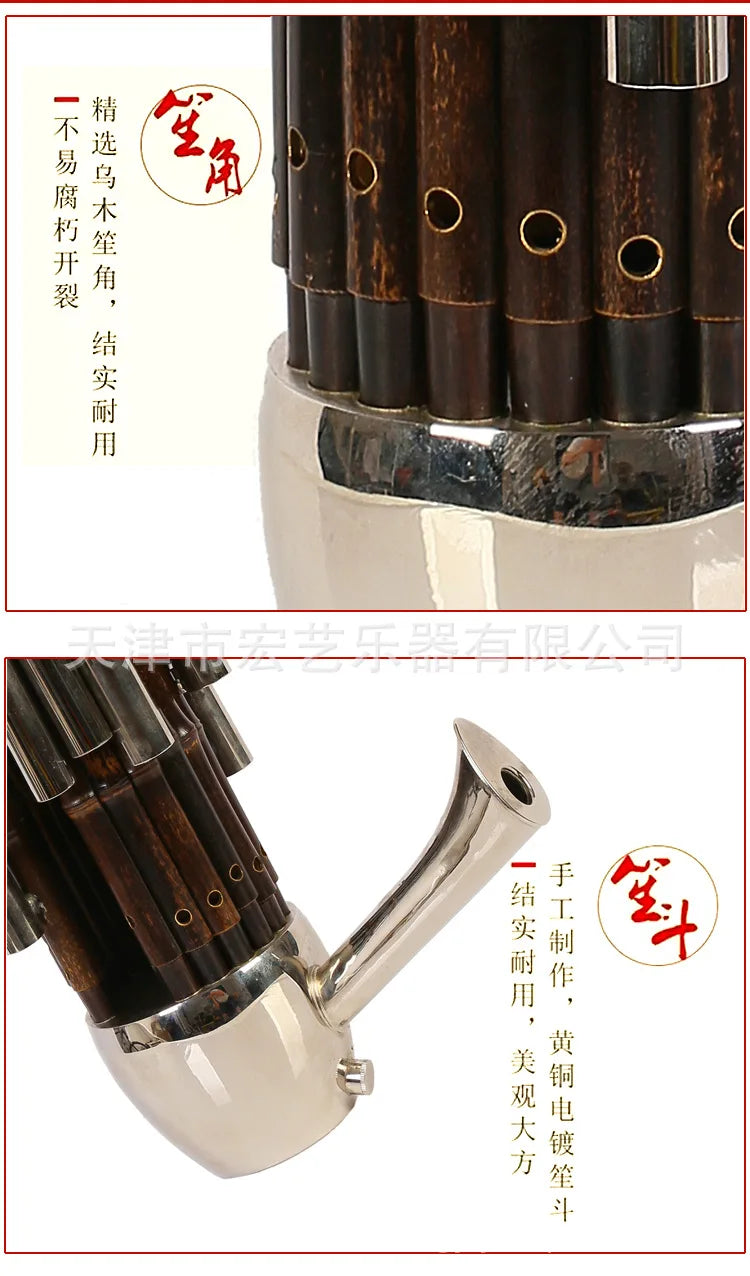 Chinese traditional Musical Instrument BAMBOO SHENG ancient reed pipe wind instrument sheng D tone 17-key purple bamboo sheng