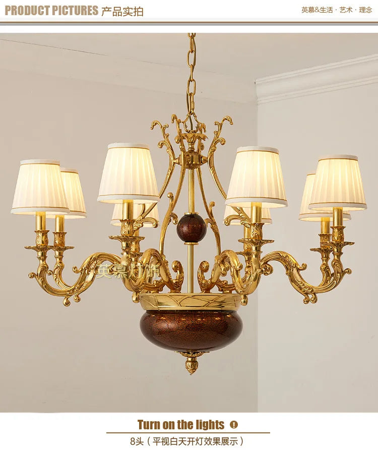 All copper retro luxury chandelier atmospheric European western restaurant bedroom study villa chandelier