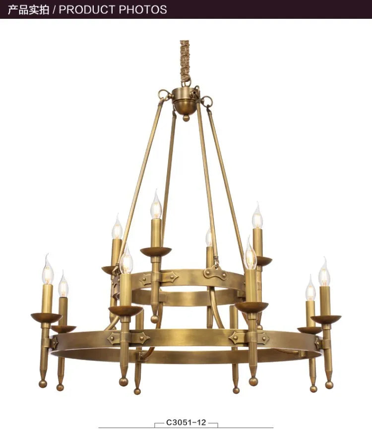 All copper American country simple guest restaurant European retro villa hotel club project chandelier