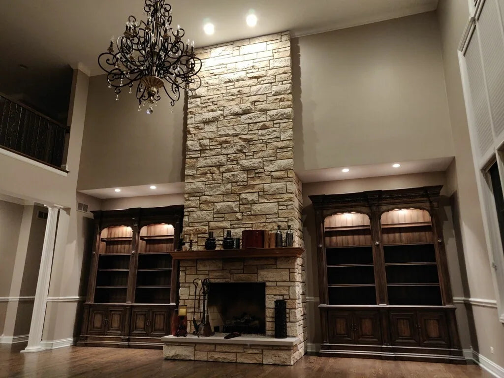 Customized European-Style Retro Wood Gold Foil Distressed Large Iron Multi-Head Villa Hollow Dining Room Decorative Chandelier