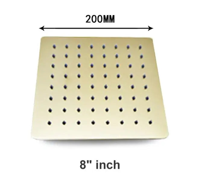 Brushed Gold Rainfall Shower Head Bathroom Stainless Steel 8/10/12 Inch Top Shower Head with Wall Ceiling Mounted Shower Arm