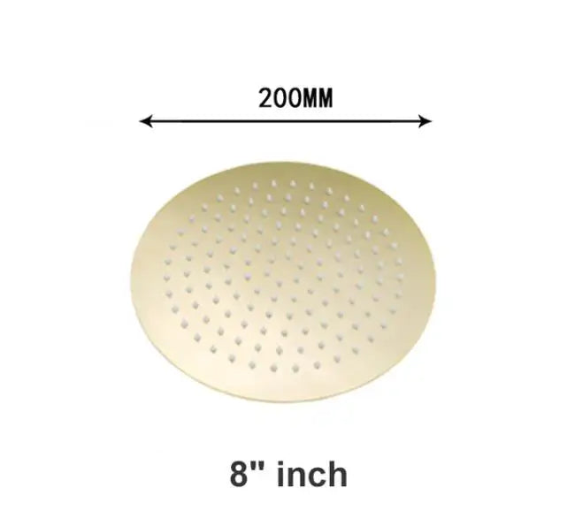 Brushed Gold Rainfall Shower Head Bathroom Stainless Steel 8/10/12 Inch Top Shower Head with Wall Ceiling Mounted Shower Arm