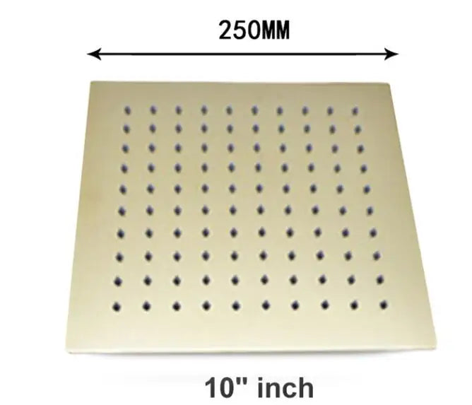 Brushed Gold Rainfall Shower Head Bathroom Stainless Steel 8/10/12 Inch Top Shower Head with Wall Ceiling Mounted Shower Arm