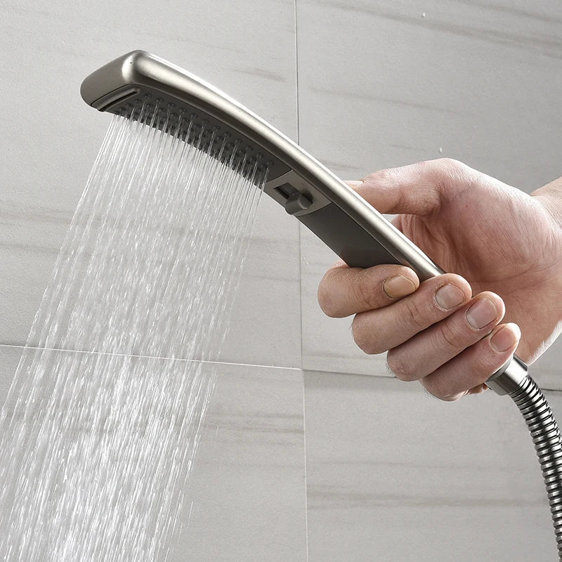Brushed Nickel Handheld Shower Bathroom 2 Function High Pressure Rain Shower Sprayer Set Water Saving Waterfall  Shower