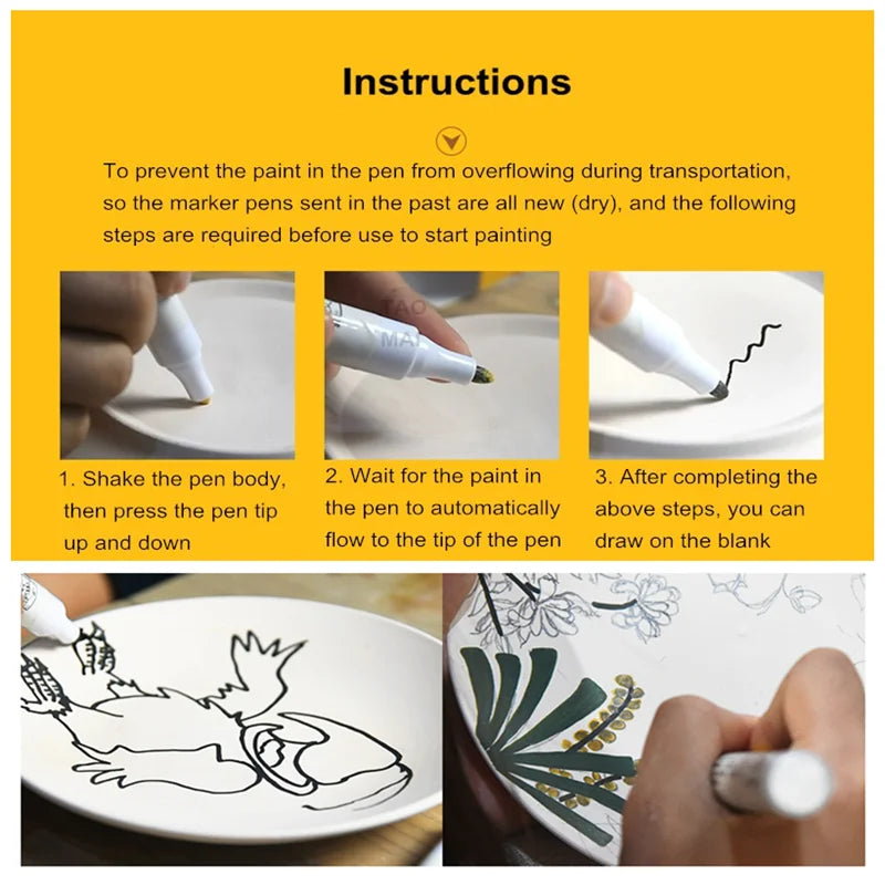 Pottery Art Underglaze Marker Pen Ceramic Pigment Ceramic DIY Painting Special Pen Dot Painting Craft Pottery Tools