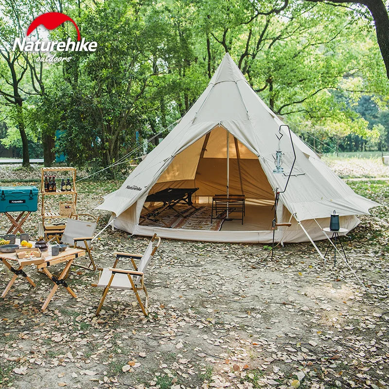ANTNX Naturehike 12.3 Cotton Pyramid Tent for 5-8 People Family Large Space Outdoor Travel Camping Party Trip Lobby Bell House Tent ANTNX.COM