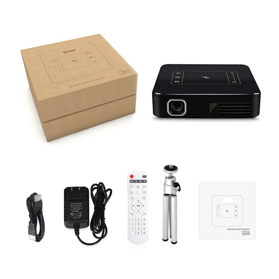 ANTNX WZATCO D13 Android Mini Pocket Projector 4K Smart Pico DLP Portable LED WIFI Built-in Battery Home Theater Beamer Proyector ANTNX.COM
