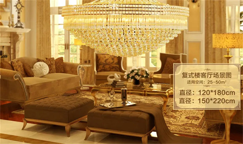 S gold LED crystal chandelier Duplex staircase hotel lobby club villa living room engineering lighting 1.2 1.5 m
