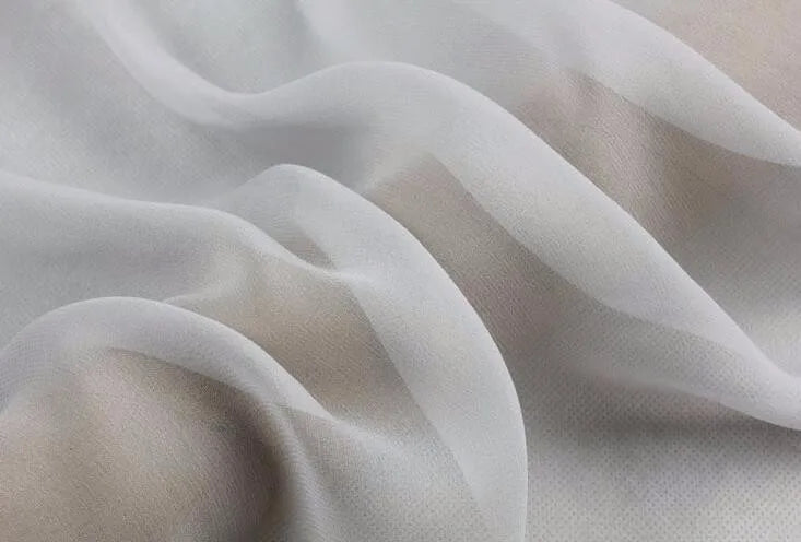 Howmay 100% pure silk fabric georgette 10m/m 43gsm 45" 114cm natural white PFD transparent tulle for DIY