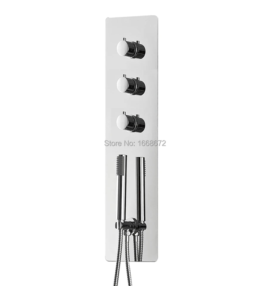 MMOOKA Modern Concealed Thermostatic Shower Panel 5 Ways Mixer LED Head Ceiling Mounted Mirror Brushed Gold Matte Black System Complete MMOOKA.COM