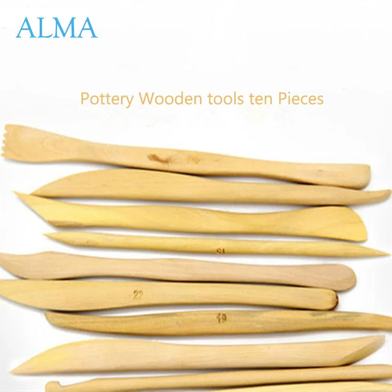 MMOOKA MMOOKA 10 PCS Clay Sculpture Tool set Carving DIY Wooden Pottery Ceramic Tools for Lovers DIY Art Craft Shaping Clay AccessoriesMMOOKA.COM