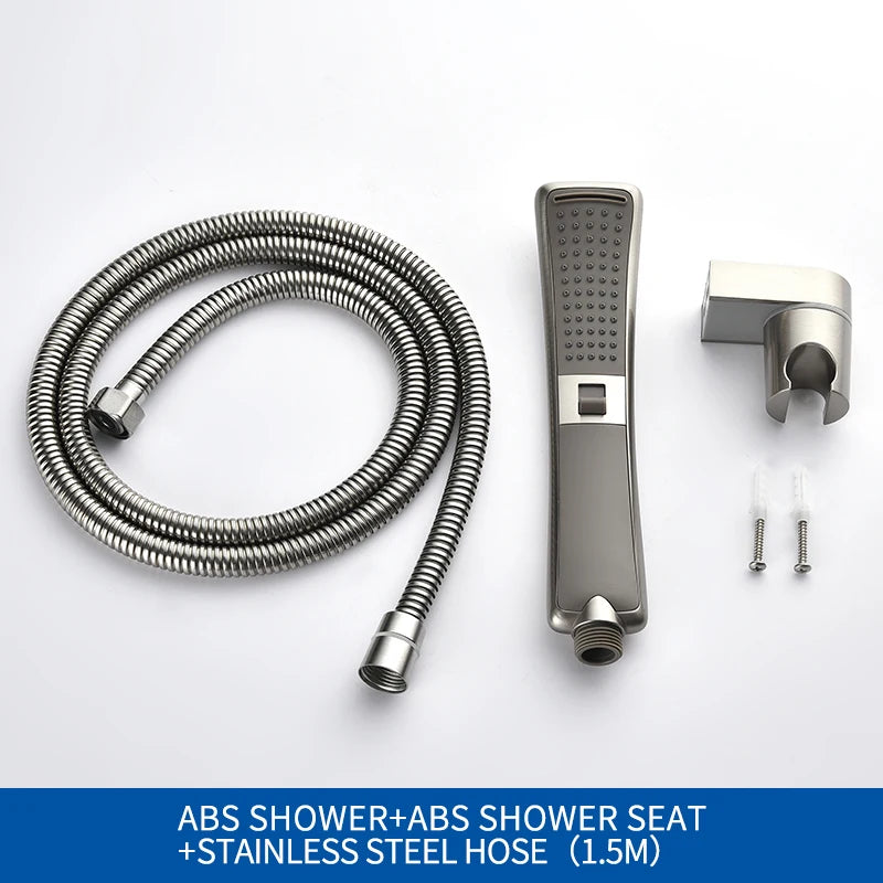Brushed Nickel Handheld Shower Bathroom 2 Function High Pressure Rain Shower Sprayer Set Water Saving Waterfall  Shower