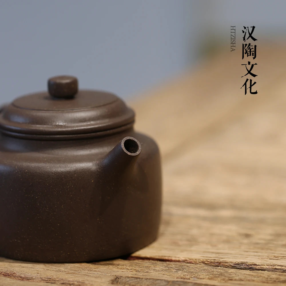 Han Tao Yixing Pure Handmade Clay Purple Mud Bottom Trough, Clear Sky, Green Mud, De Zhong Pot, Kung Fu Tea Set