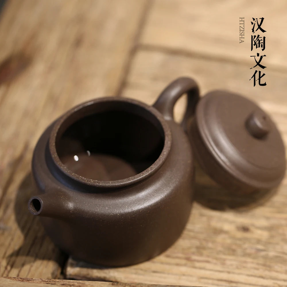 Han Tao Yixing Pure Handmade Clay Purple Mud Bottom Trough, Clear Sky, Green Mud, De Zhong Pot, Kung Fu Tea Set