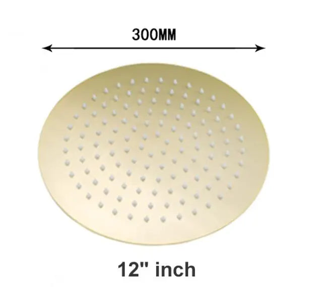 Brushed Gold Rainfall Shower Head Bathroom Stainless Steel 8/10/12 Inch Top Shower Head with Wall Ceiling Mounted Shower Arm