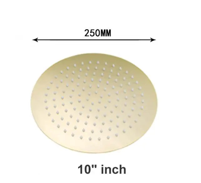 Brushed Gold Rainfall Shower Head Bathroom Stainless Steel 8/10/12 Inch Top Shower Head with Wall Ceiling Mounted Shower Arm
