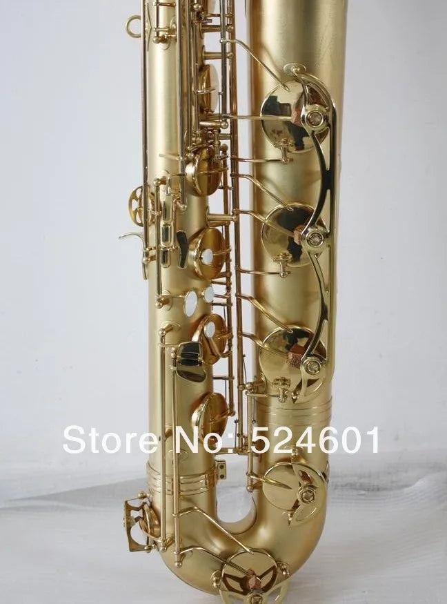 New Arrival Unbranded E Flat Baritone Saxophone Brass Matte Gold Baritone Surface Sax Gold Lacquer Saxofone with Accessories