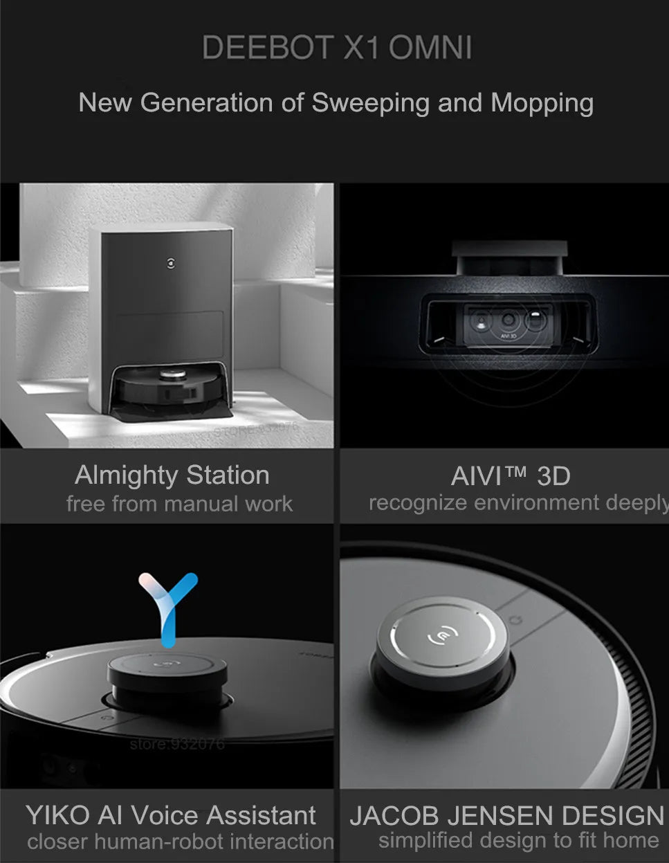 ECOVACS DEEBOT X1 OMNI Fully Smart Robot Sweep Mop Vacuum Cleaner 3 in 1 Intelligent Home Vacuum-mop AI Cleaner Dust Auto Empty