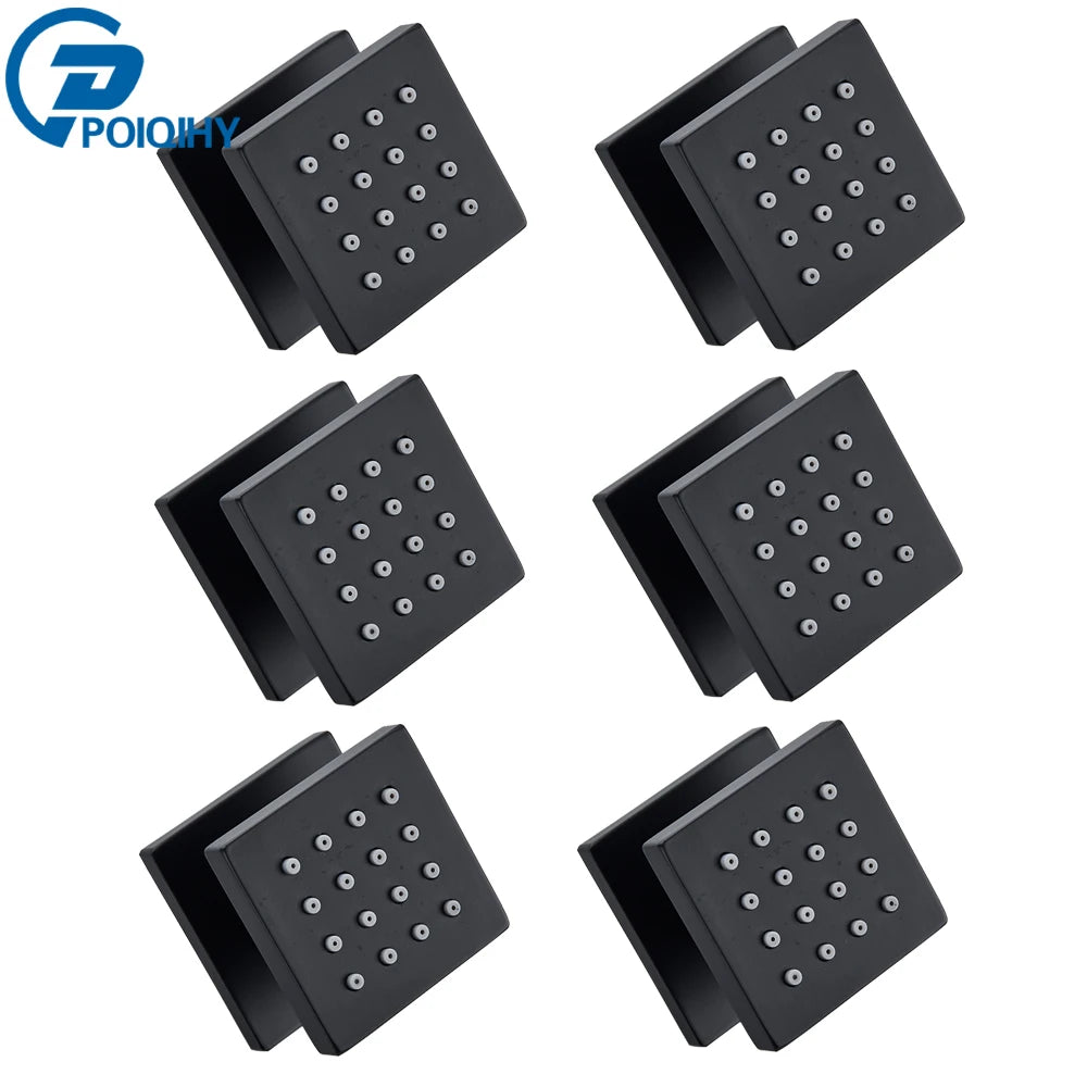 MMOOKA Chrome Black Brass Body Sprays Square Shower Spa Massage Body Jets Golden Concealed Shower Spray Head Faucet Accessory MMOOKA.COM