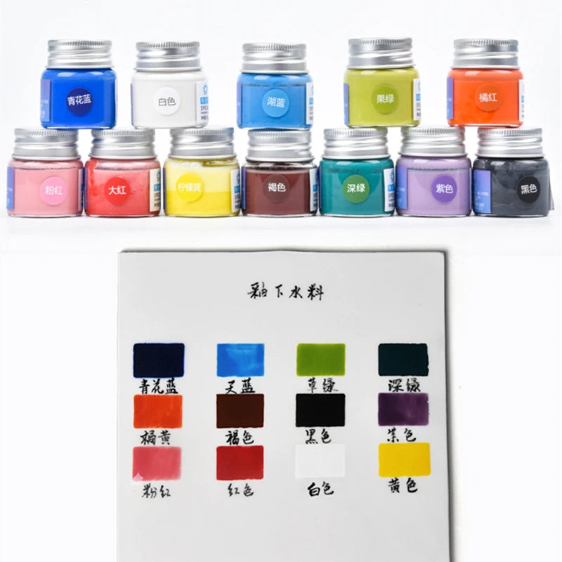 MMOOKA MMOOKA 12 Color Set Pottery Art Painting Pigment Ceramic Underglaze Color DIY Professional Hand-painted Underglaze Water-based PaintMMOOKA.COM