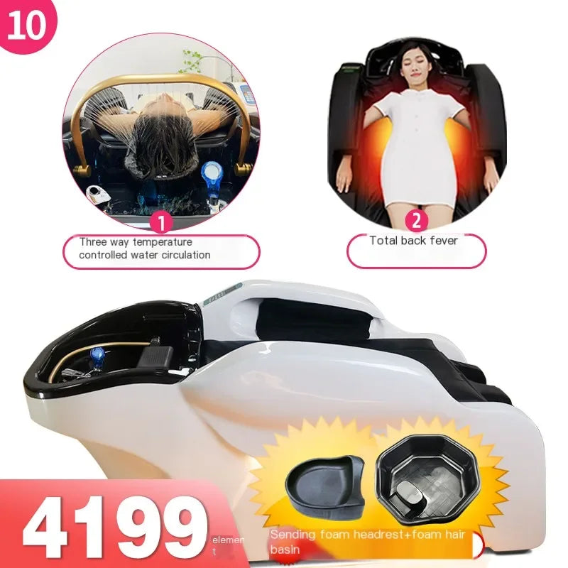Head Spa Hair Washing Bed Luxury Smart Artifact Stylist Massage Shampoo Chair Salon Lettino Massaggio Salon Equipment MQ50SC