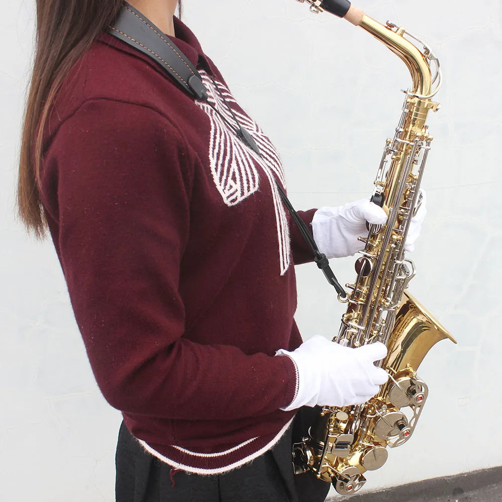 High Quality Brass Eb E-Flat alto Saxophone Sax Glossy Engraved Natural White Shell Button Wind Instrument with Hardshell Case