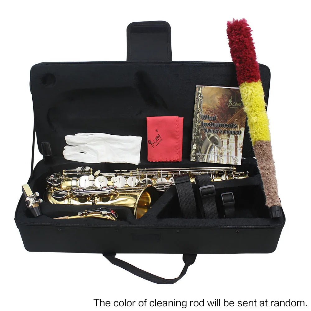 High Quality Brass Eb E-Flat alto Saxophone Sax Glossy Engraved Natural White Shell Button Wind Instrument with Hardshell Case