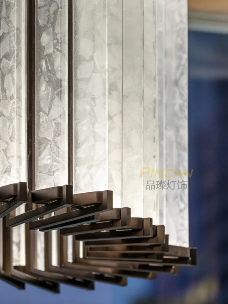 High-end atmosphere crystal ceiling lamp simple glass chandelier super long custom villa duplex building hollow loft lighting
