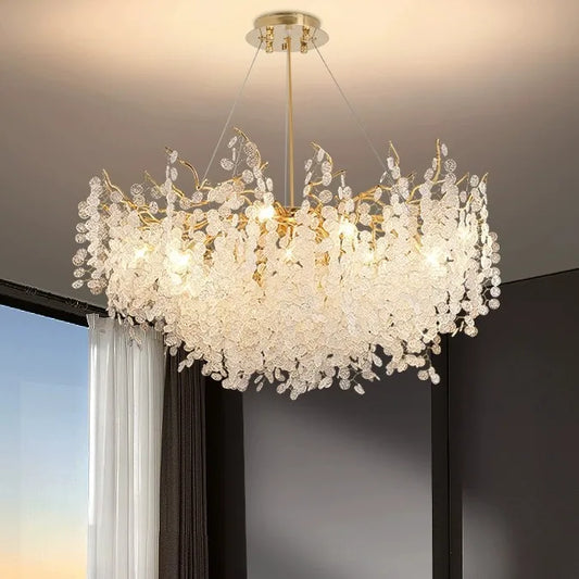 High-end atmosphere crystal lamp personality money tree chandelier light luxury living room bedroom dining room villa lighting