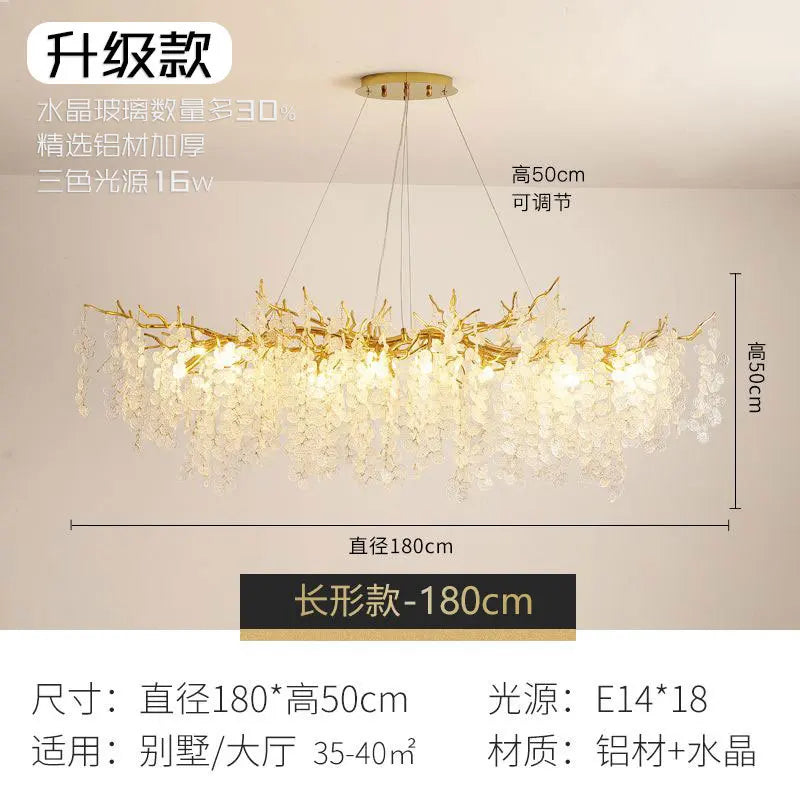 High-end atmosphere crystal lamp personality money tree chandelier light luxury living room bedroom dining room villa lighting