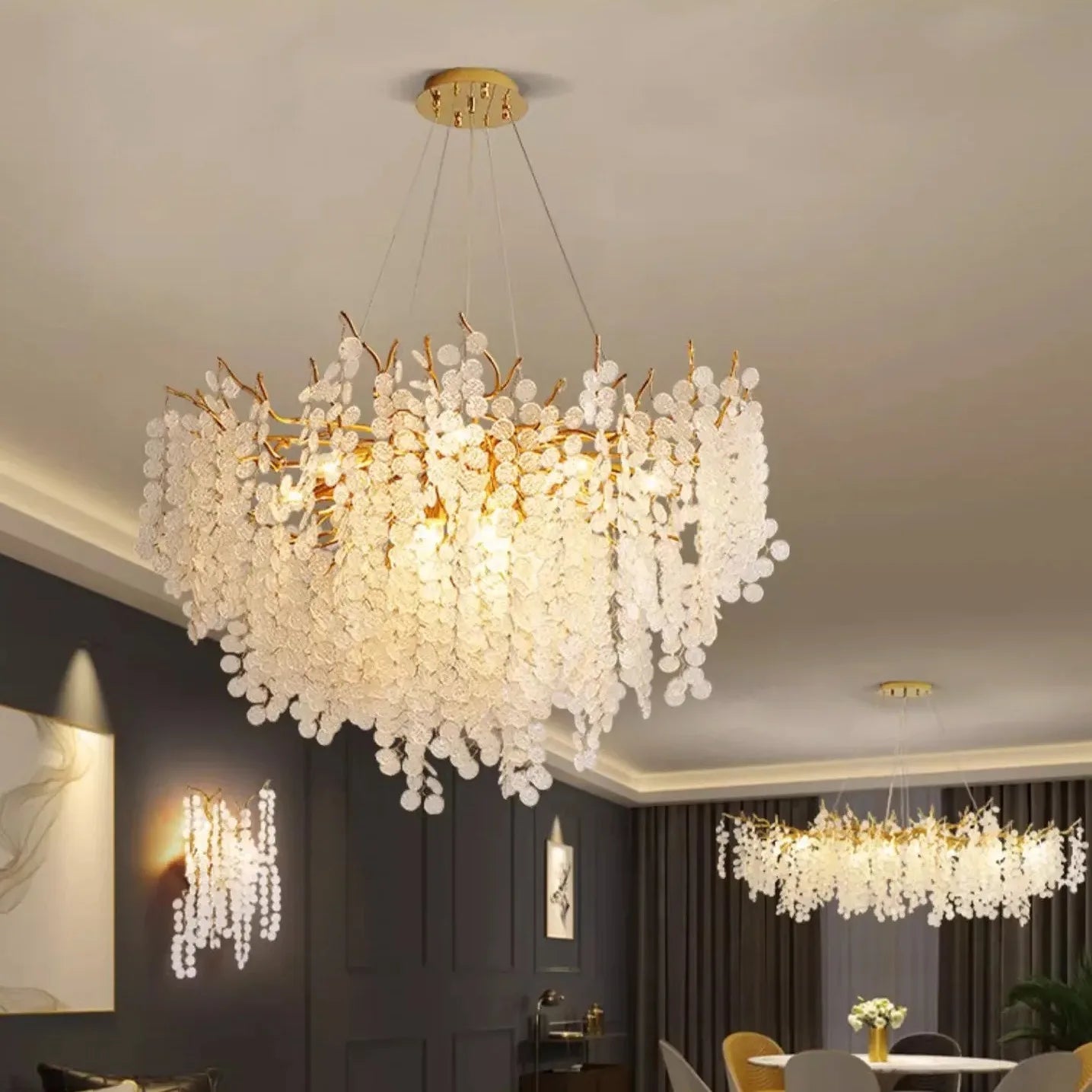 High-end atmosphere crystal lamp personality money tree chandelier light luxury living room bedroom dining room villa lighting