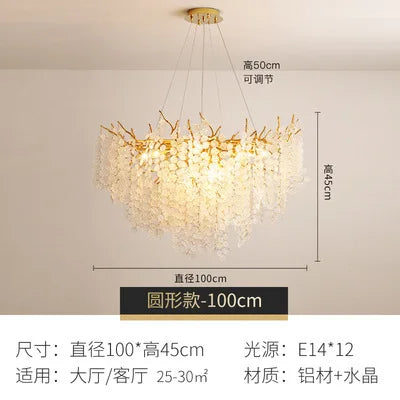 High-end atmosphere crystal lamp personality money tree chandelier light luxury living room bedroom dining room villa lighting