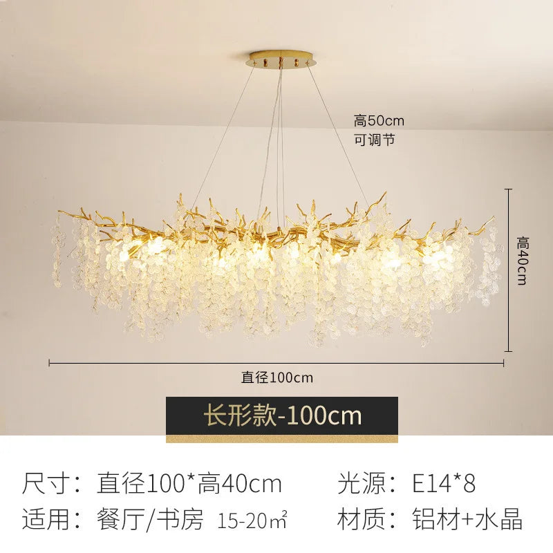 High-end atmosphere crystal lamp personality money tree chandelier light luxury living room bedroom dining room villa lighting