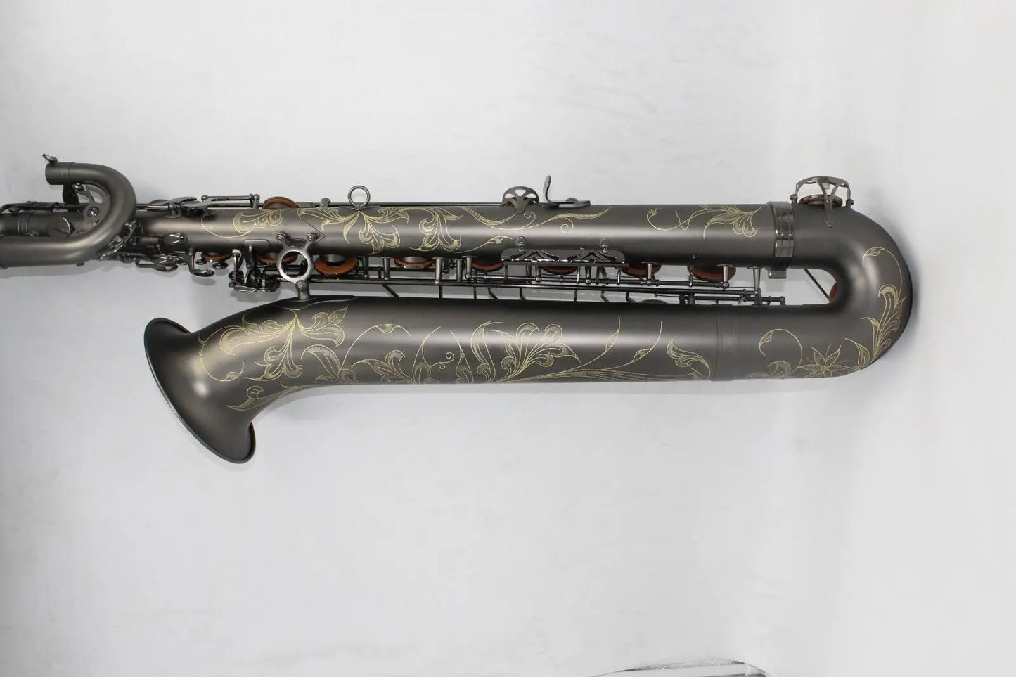 High grade music Matt black Baritone Saxophone full body hand engraving