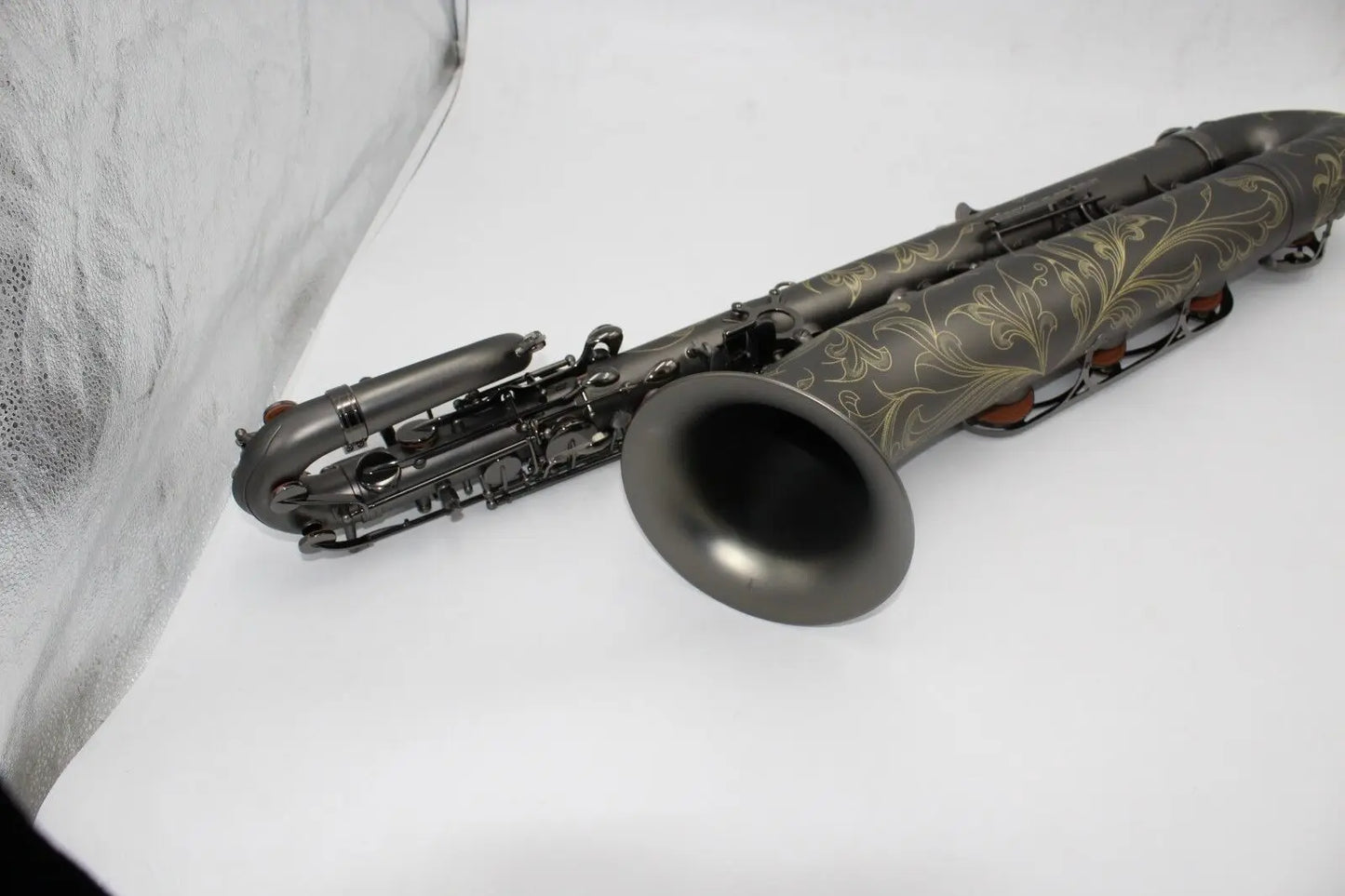 High grade music Matt black Baritone Saxophone full body hand engraving
