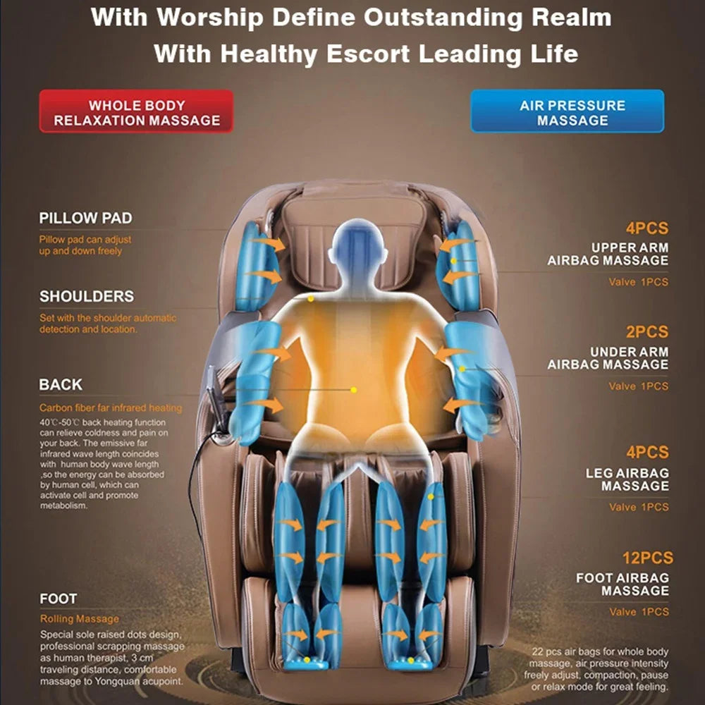 Home Luxury Full Body Electric AI Smart Heat Recliner Thai Stretch 3D Robot Hand SL Track Zero Gravity Shiatsu 4D Massage Chair