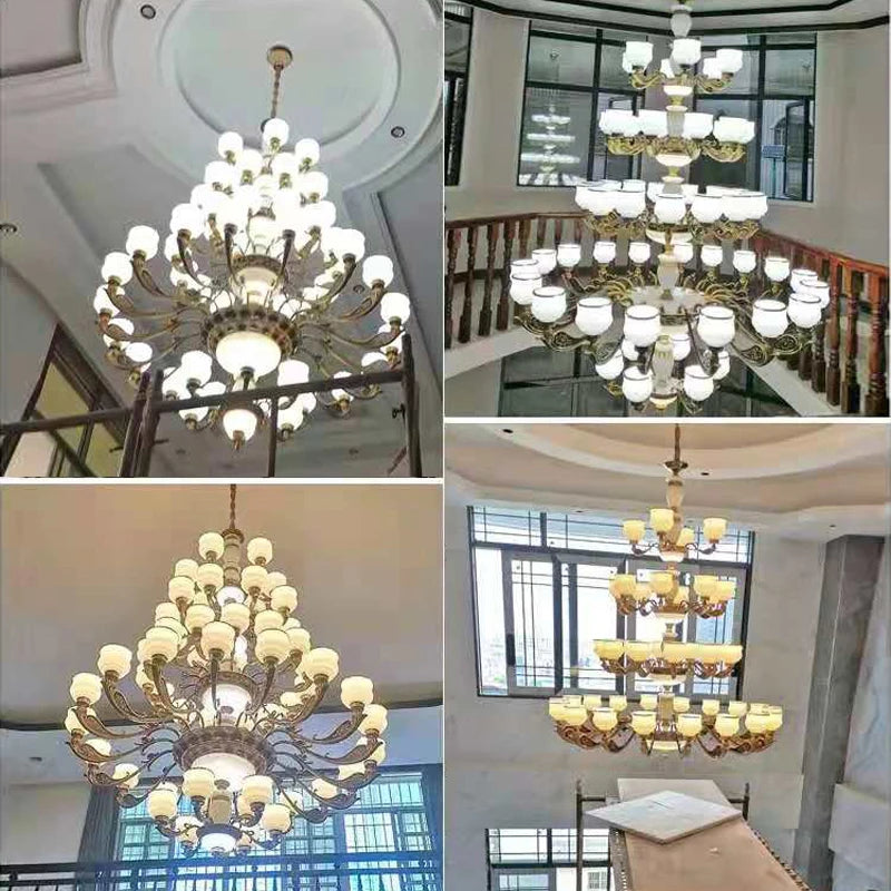 Hotel Project Huge pendant Chandelier church Large stairwell led Chandeliers for villa Hall Staircase Lamp commercial lighting